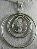 ESTATE LARGE .23CT DIAMOND 18K WHITE GOLD MULTI CIRCULAR FLOWER FLOATING PENDANT