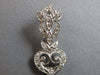 LARGE .60CT DIAMOND 14KT WHITE GOLD 3D HEART FILIGREE LEVERBACK HANGING EARRINGS