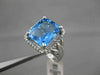 ESTATE 6.43CTW DIAMOND & AAA EXTRA FACET BLUE TOPAZ 14KT WHITE GOLD HALO RING