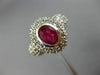 ESTATE WIDE 2.35CT DIAMOND & RUBY 14KT WHITE GOLD 3D BEZEL HALO ENGAGEMENT RING