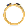 WIDE 1.20CT DIAMOND & AAA SAPPHIRE 14KT YELLOW GOLD MULTI SHAPE 3 ROW FUN RING