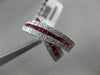 ESTATE WIDE 1.65CT DIAMOND & RUBY 14KT WHITE GOLD FILIGREE CRISS CROSS LOVE RING