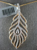 ESTATE LARGE 1.40CT DIAMOND 14KT WHITE & ROSE GOLD MULTI LEAF TEAR DROP PENDANT