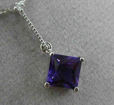 ESTATE 1.06CT DIAMOND & AMETHYST 14K WHITE GOLD 3D ELONGATED FLOATING PENDANT