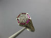 ANTIQUE .34CT DIAMOND & AAA RUBY 18K WHITE GOLD 3D CLUSTER ENGAGEMENT RING 26872