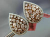 6.01CT WHITE & FANCY PINK DIAMOND 18K WHITE & ROSE GOLD 3D CLUSTER PEAR EARRINGS