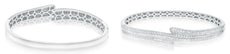 2.72CT DIAMOND 18KT WHITE GOLD MULTI ROW CRISS CROSS SNAKE CUFF BANGLE BRACELET