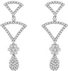 .81CT DIAMOND 14KT WHITE GOLD 3D CLUSTER TRIANGULAR TEAR DROP HANGING EARRINGS