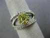 WIDE 1.30CT WHITE & FANCY YELLOW DIAMOND 18KT WHITE GOLD CRISS CROSS FLOWER RING