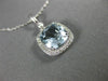 ESTATE 2.08CT DIAMOND & AAA AQUAMARINE 14KT WHITE GOLD 3D HALO FLOATING PENDANT