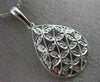 ESTATE .14CT DIAMOND 14KT WHITE GOLD FILIGREE TEAR DROP FLOWER FLOATING PENDANT