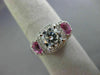 ESTATE WIDE 1.68CT DIAMOND & AAA PINK SAPPHIRE 14K WHITE GOLD 3D ENGAGEMENT RING
