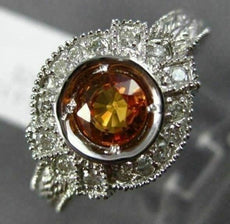LARGE .92CT DIAMOND & AAA YELLOW SAPPHIRE 14KT WHITE GOLD BEZEL ENGAGEMENT RING