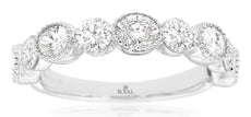 1.40CT DIAMOND 14KT WHITE GOLD 3D OVAL & ROUND 9 STONE FILIGREE ANNIVERSARY RING