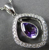 1.25CT DIAMOND & AAA AMETHYST 14K WHITE GOLD PEAR SHAPE & ROUND FLOATING PENDANT