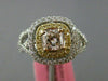 ESTATE LARGE GIA 1.0CT DIAMOND 18K TRI COLOR GOLD 3D CUSHION CUT ENGAGEMENT RING