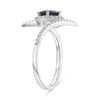 WIDE 1.12CT DIAMOND & AAA SAPPHIRE 14KT WHITE GOLD OVAL 3D CRISS CROSS LOVE RING
