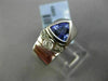 ESTATE WIDE .97CT DIAMOND & AAA TANZANITE 14K WHITE GOLD 3D TRILLION ETOILE RING
