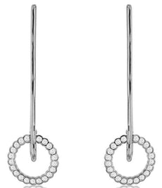 .44CT DIAMOND 14KT WHITE GOLD 3D BEZEL CIRCLE OF LIFE LEVERBACK HANGING EARRINGS