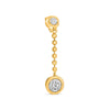 1.15CT DIAMOND 14K YELLOW GOLD ROUND DOUBLE SOLITAIRE BEZEL FUN HANGING EARRINGS