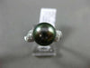 ESTATE .26CT DIAMOND 14KT WHITE GOLD 3D AAA TAHITIAN PEARL PAVE SOLITAIRE RING