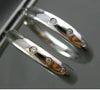 ESTATE LARGE .12CT DIAMOND 14KT WHITE GOLD PAST PRESENT FUTURE HOOP EARRINGS