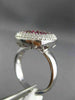 EFFY WIDE 1.48CT DIAMOND & AAA RUBY 14KT WHITE GOLD 3D SQUARE PAVE LEAF FUN RING