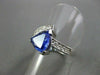 ESTATE WIDE 1.68CT DIAMOND & AAA TANZANITE 14K WHITE GOLD 3D TRILLION RING #2454