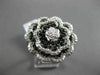 ESTATE MASSIVE .72CTW BLACK & WHITE DIAMOND 18KT WHITE GOLD 3D FLOWER RING