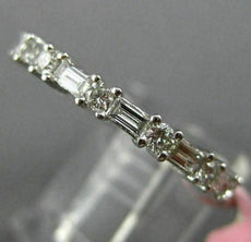 ESTATE 1.21CT ROUND & BAGUETTE DIAMOND 18KT WHITE GOLD ETERNITY ANNIVERSARY RING