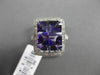 ESTATE LARGE 4.96CTW DIAMOND & AAA AMETHYST 14KT WHITE GOLD FILIGREE HALO RING