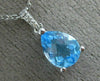 ESTATE 1.51CT DIAMOND & AAA BLUE TOPAZ 14K WHITE GOLD TEAR DROP FLOATING PENDANT