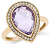 4.25CT DIAMOND & AAA AMETHYST 14K YELLOW GOLD PEAR SHAPE & ROUND BEZEL FUN RING