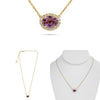 1.23CT DIAMOND & AAA PINK SAPPHIRE 14KT YELLOW GOLD OVAL SOLITAIRE LOVE NECKLACE