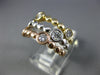 ESTATE WIDE .75CT DIAMOND 14KT TRI COLOR GOLD 3D BEZEL STACKABLE FUN RING SET