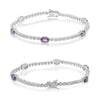 3.71CT DIAMOND & AAA PURPLE SAPPHIRE 18K WHITE GOLD OVAL & ROUND TENNIS BRACELET