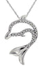 ESTATE .07CT DIAMOND 14KT WHITE GOLD 3D HAPPY DOLPHIN FLOATING PENDANT