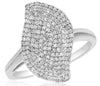 ESTATE .86CT DIAMOND 14KT WHITE GOLD 3D CLASSIC MULTI ROW LEAF RING