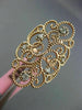 ESTATE LARGE .18CT DIAMOND 14KT ROSE GOLD 3D OPEN FILIGREE ETOILE FLOWER RING
