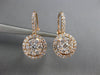.83CT DIAMOND 18KT ROSE GOLD 3D CLUSTER HALO FLOWER LEVERBACK HANGING EARRINGS