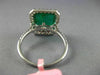ESTATE LARGE 3.93CT DIAMOND & AAA EMERALD 18KT WHITE GOLD SQUARE ENGAGEMENT RING