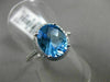 ESTATE WIDE 2.20CT DIAMOND & AAA BLUE TOPAZ 14K WHITE GOLD CLASSIC MILGRAIN RING