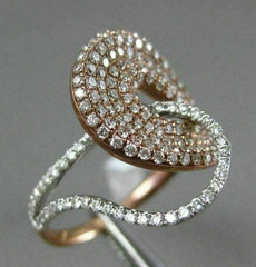 ESTATE WIDE 1.48CT DIAMOND 14KT WHITE & ROSE GOLD 3D OPEN LOVE KNOT FUN RING
