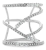 ESTATE LARGE .59CT DIAMOND 14KT WHITE GOLD MULTI ROW CRISS CROSS FULL CUFF RING