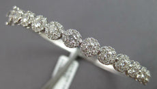 2.19CT DIAMOND 18KT WHITE GOLD MULTI FLOWER SEMI ETERNITY CUFF BANGLE BRACELET