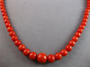 ANTIQUE LARGE & LONG AAA CORAL 14KT YELLOW GOLD GRADUATING LOVE NECKLACE #27556