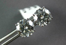 LARGE 2.62CT AAA MOISSANITE 14KT WHITE GOLD SOLITAIRE 4 PRONG STUD EARRINGS 2909