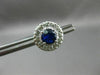 ESTATE LARGE 2.80CT DIAMOND & AAA SAPPHIRE 14KT WHITE GOLD ROUND HALO EARRINGS