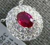 ESTATE .68CT DIAMOND & AAA RUBY 18KT WHITE GOLD OVAL DOUBLE HALO CLASSIC PENDANT