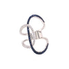 EXTRA LARGE .75CT DIAMOND & AAA SAPPHIRE 18KT WHITE GOLD LOVE KNOT FUN RING